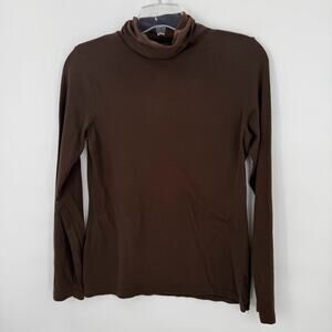 Harold’s Brown Pima Cotton Turtleneck Top Women’s Large Long Sleeve Stretch